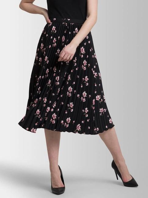 fablestreet black floral print skirt