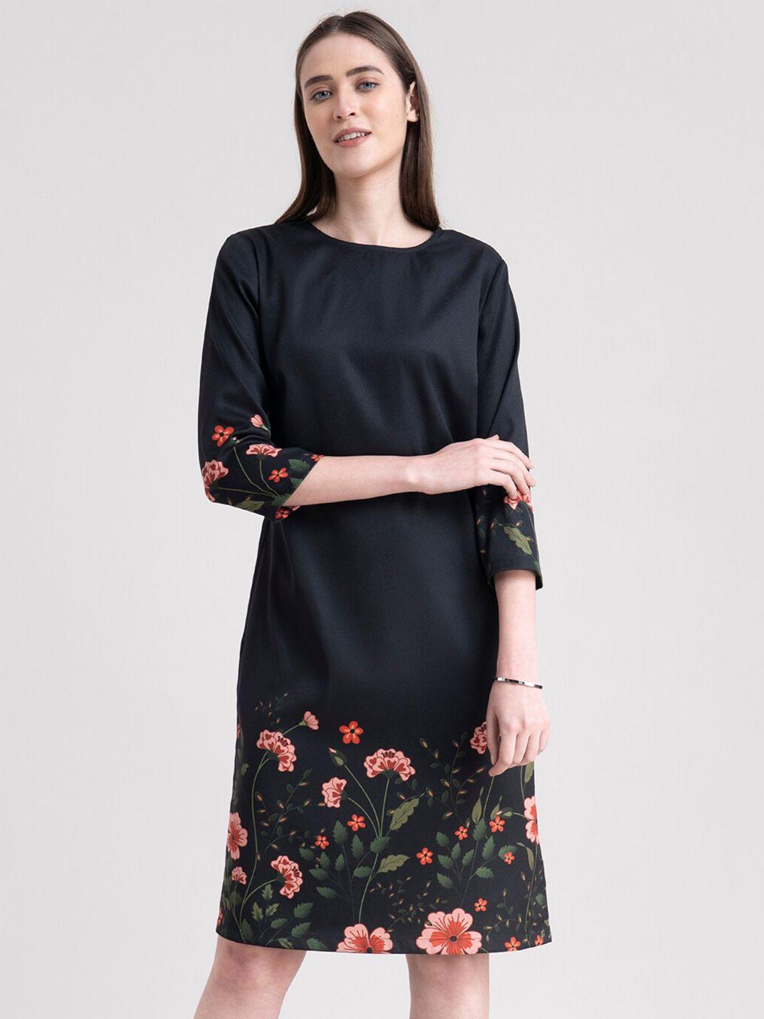 fablestreet black floral sheath dress