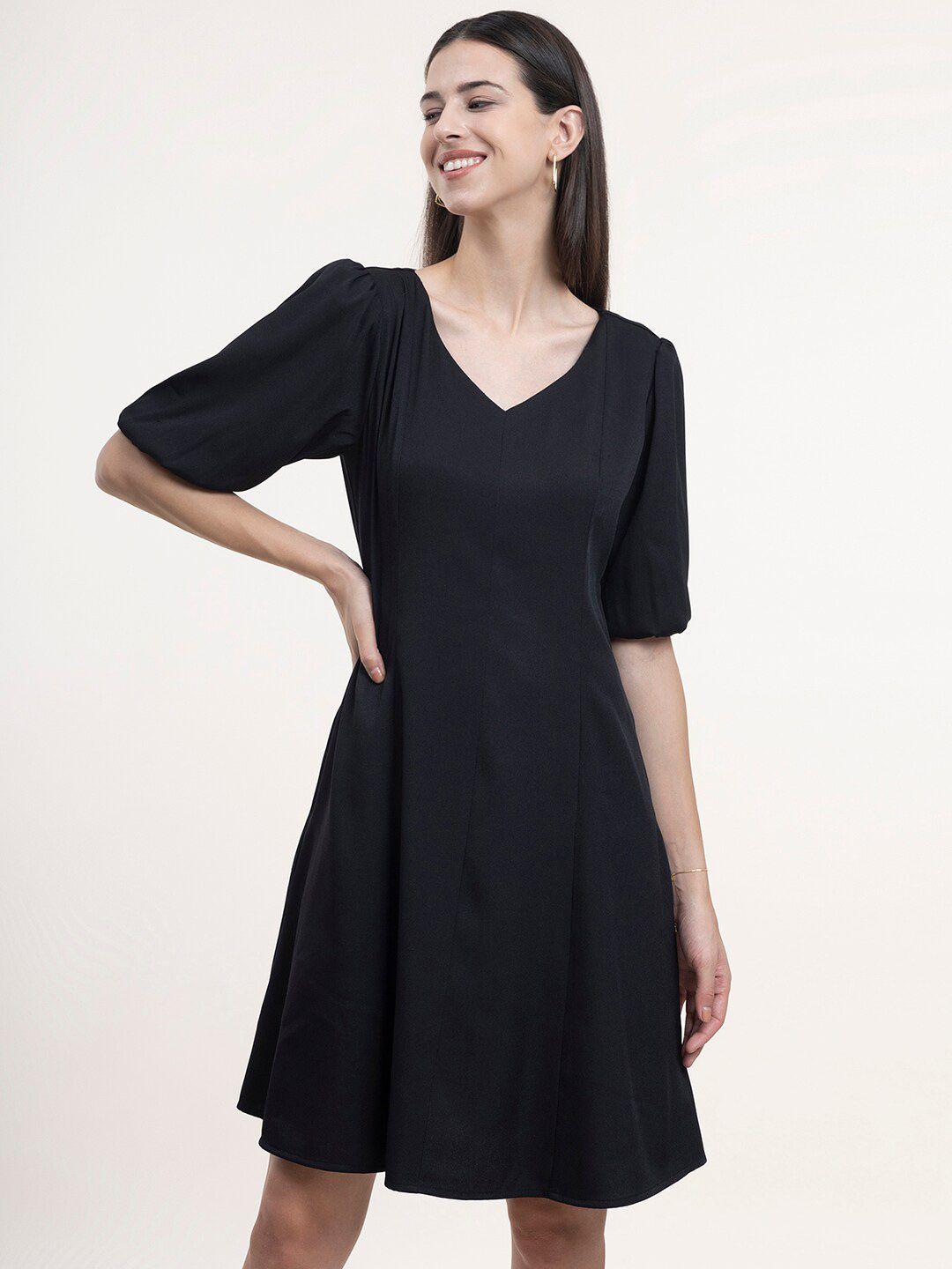 fablestreet black formal a-line dress