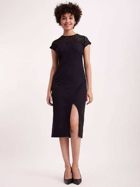 fablestreet black lace work shift dress