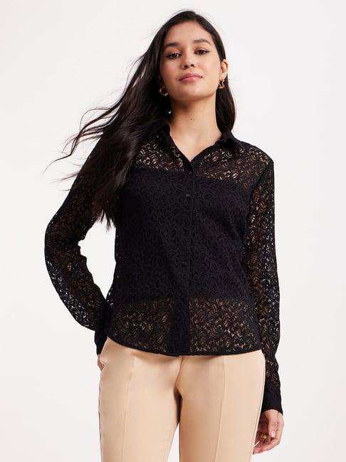 fablestreet black lace work shirt