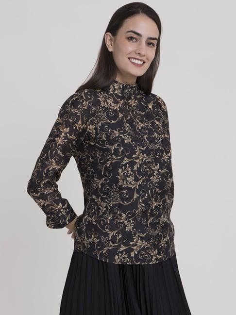 fablestreet black printed top