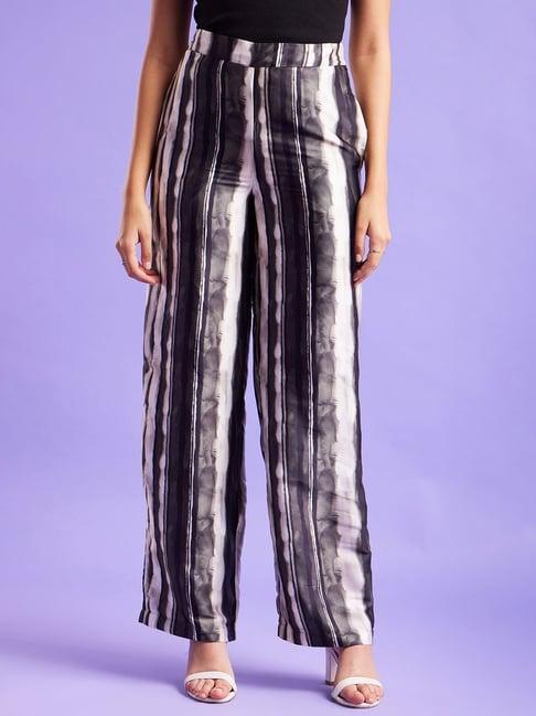 fablestreet black striped wide leg trousers