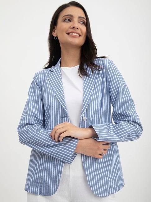 fablestreet blue & white striped blazer