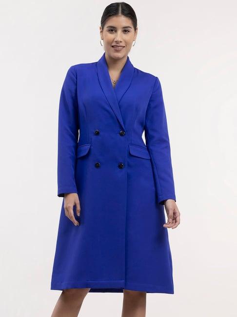 fablestreet blue above knee blazer a line dress