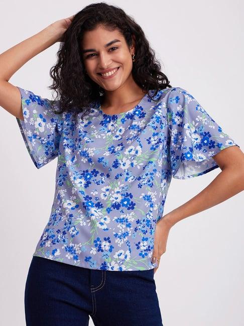 fablestreet blue floral print top