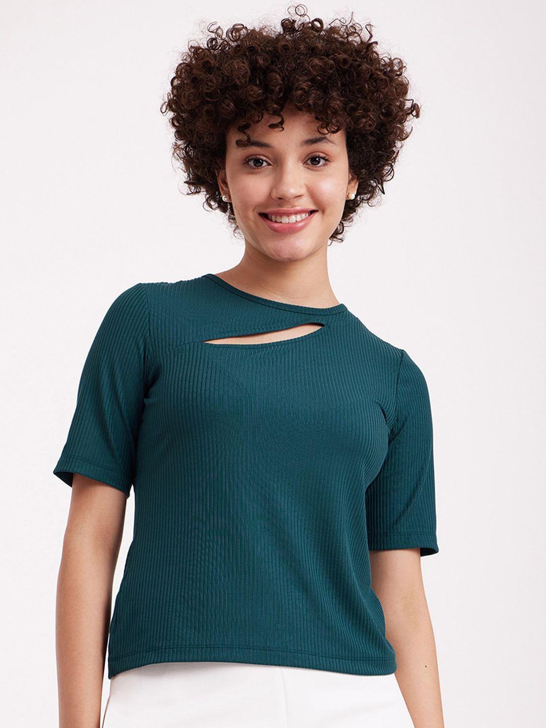 fablestreet boat neck cutout detail ribbed top