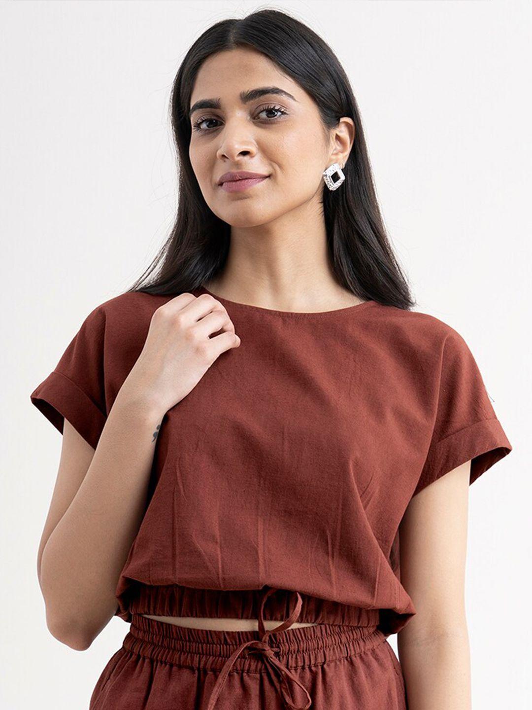 fablestreet brown extended sleeves top