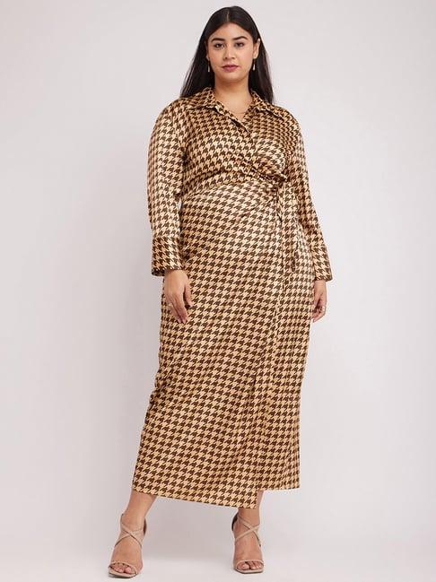 fablestreet brown printed maxi dress