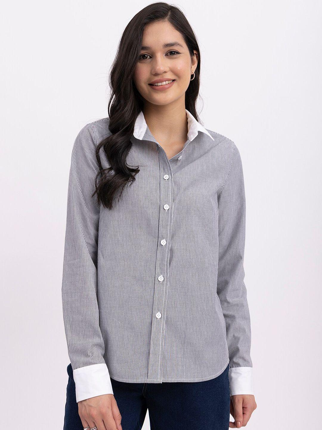 fablestreet classic striped cotton casual shirt