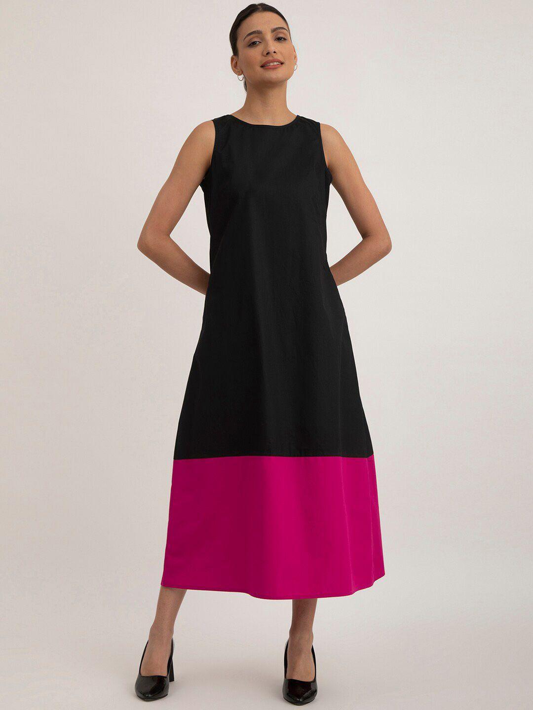 fablestreet colourblocked a-line midi dress