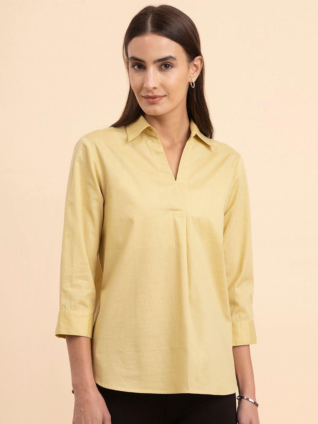 fablestreet cuffed sleeves cotton linen shirt style top