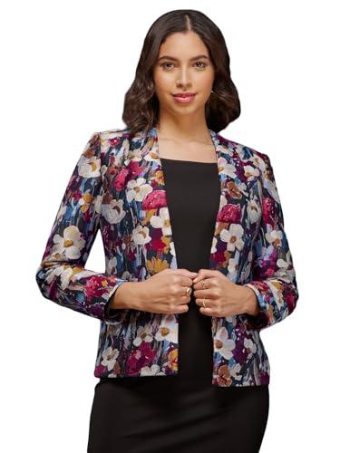 fablestreet floral jacquard open front jacket - multicolour (fsjk177mult-l)