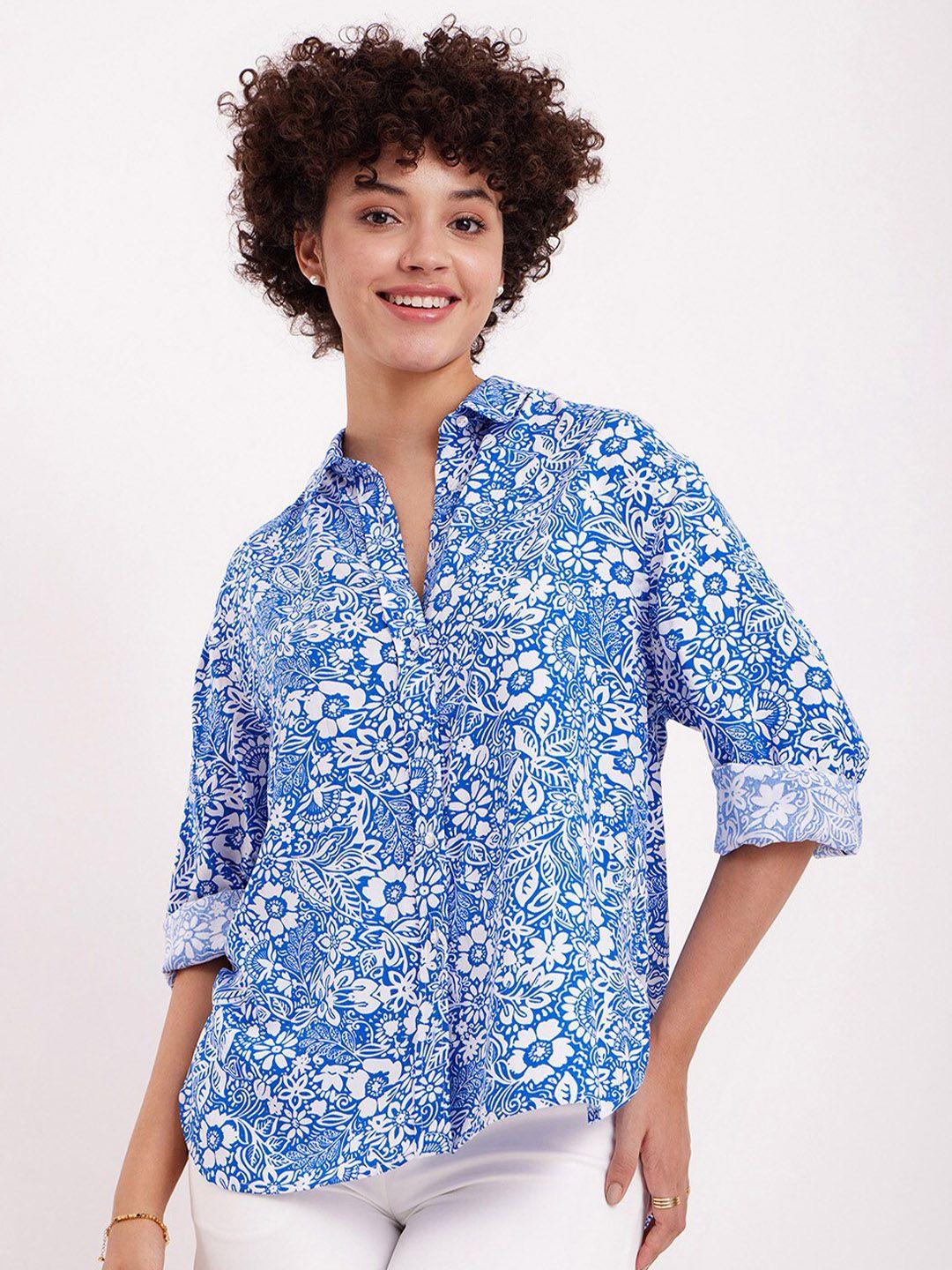 fablestreet floral opaque printed casual shirt