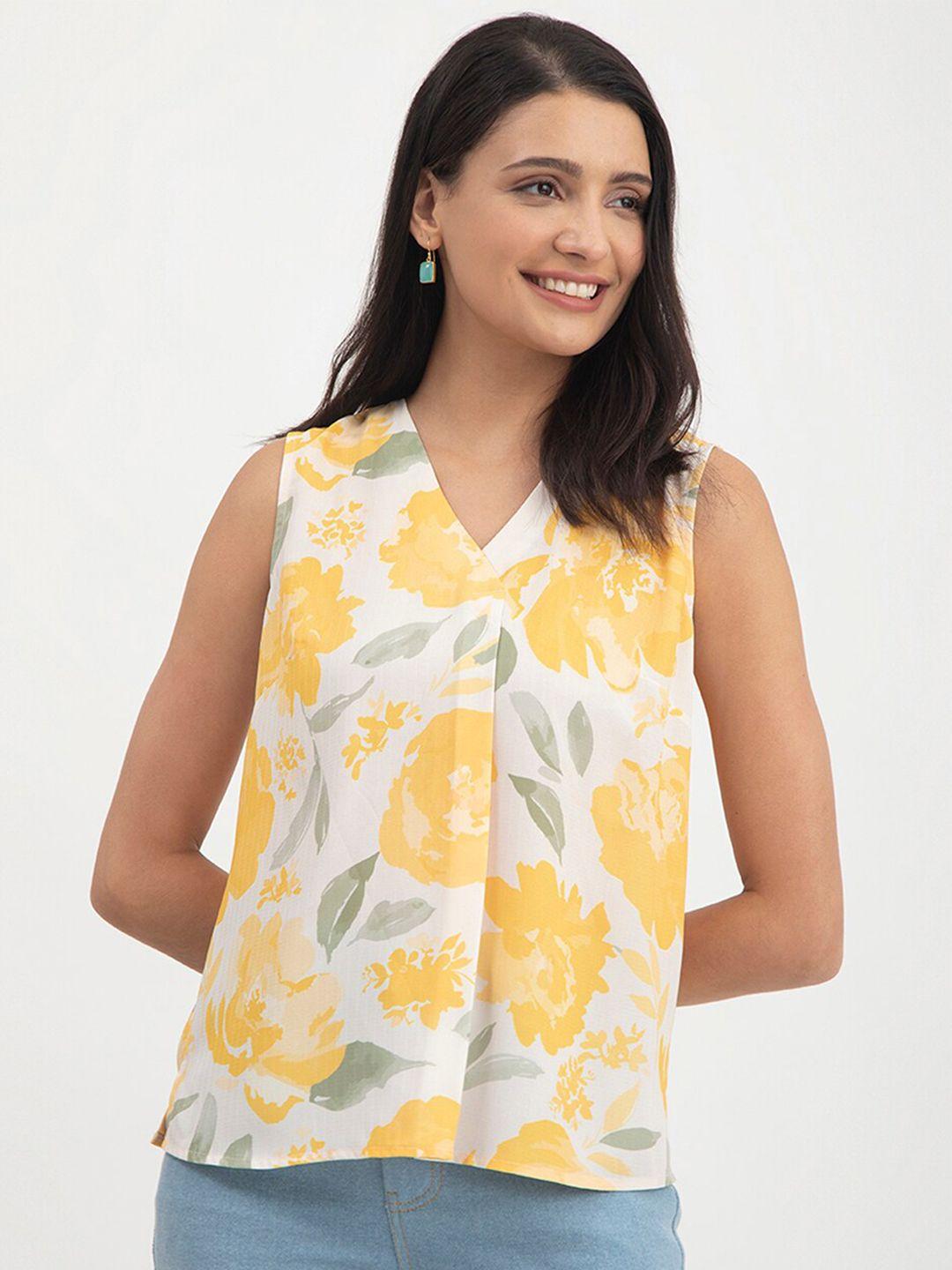 fablestreet floral print v-neck top