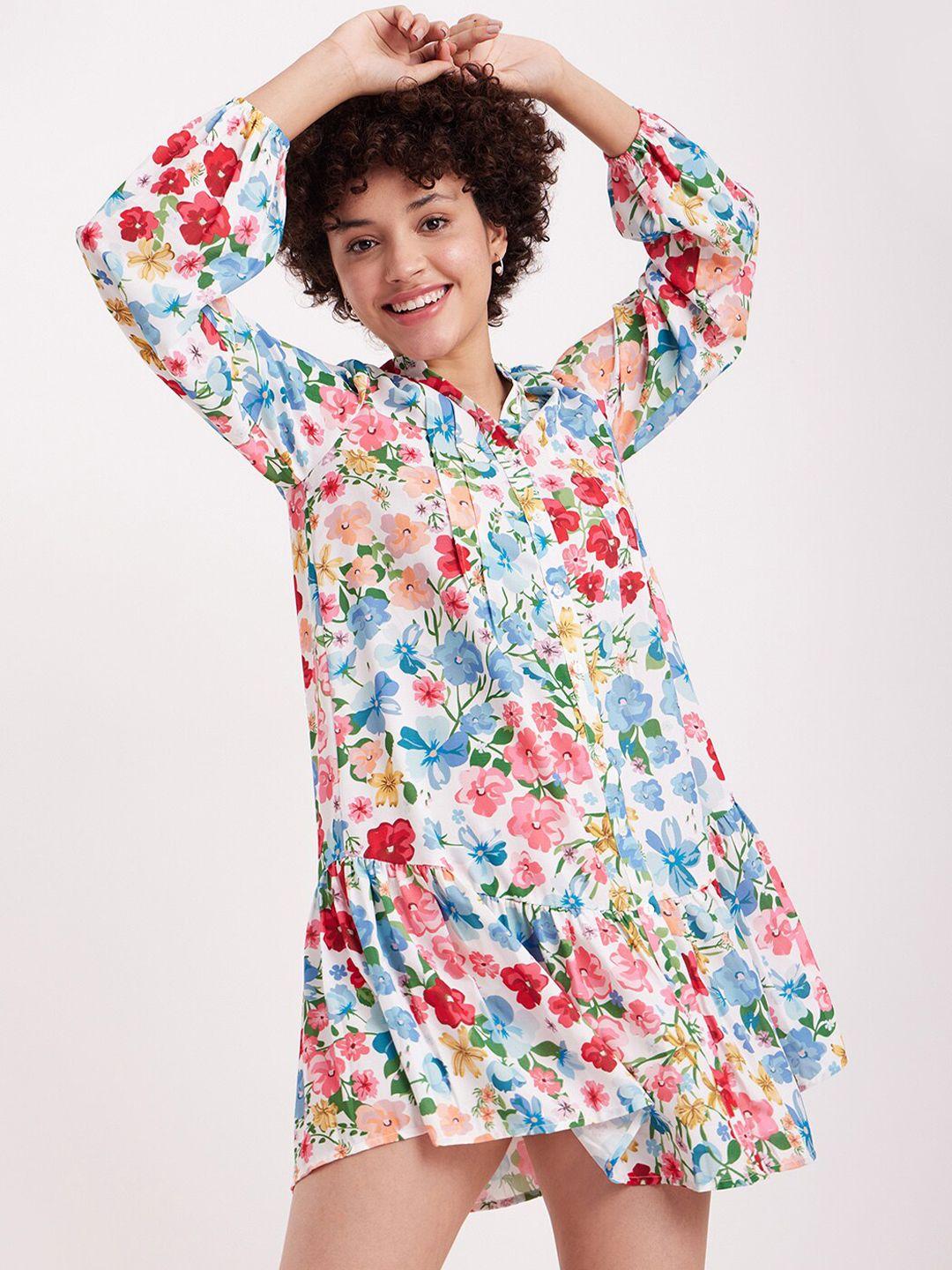 fablestreet floral printed shirt mini dress