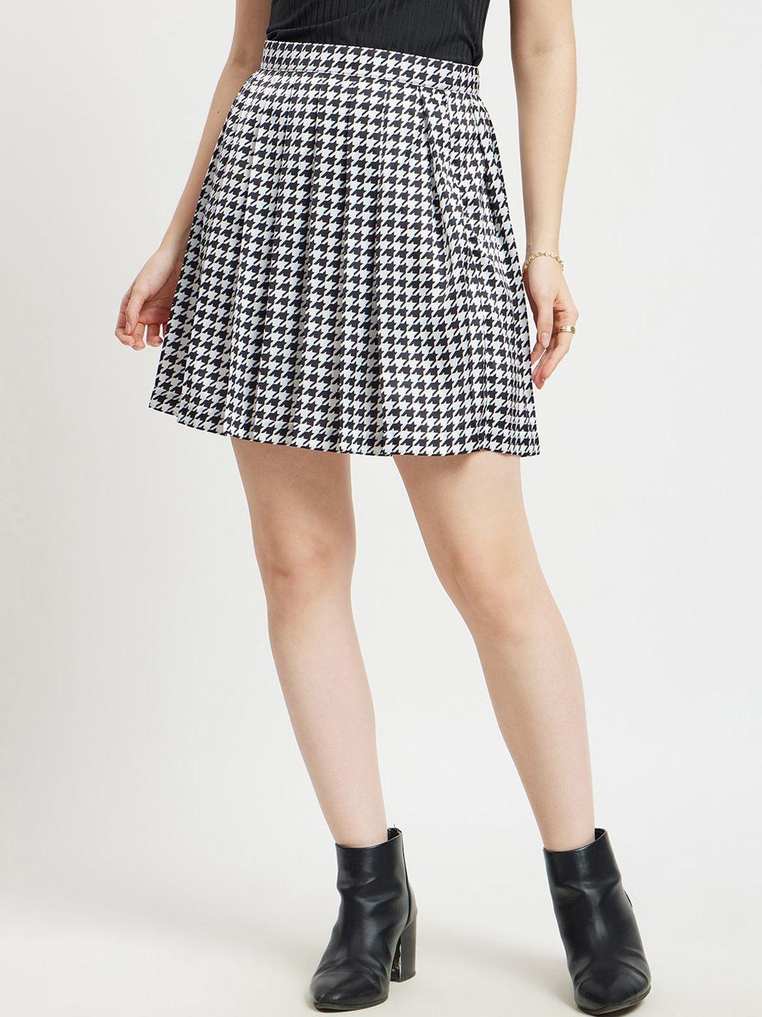 fablestreet geometric printed mini length flared skirt