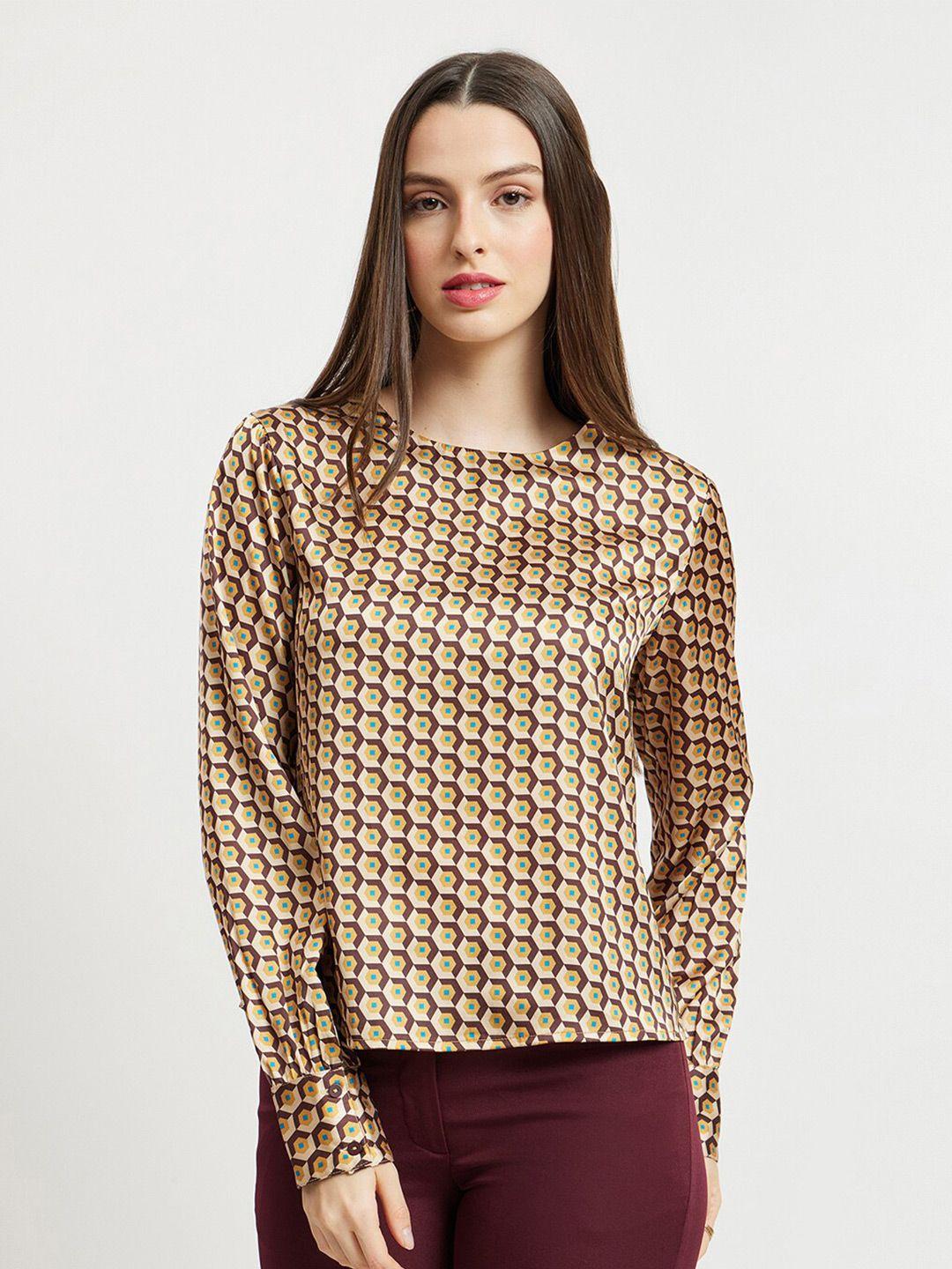 fablestreet geometric printed satin top