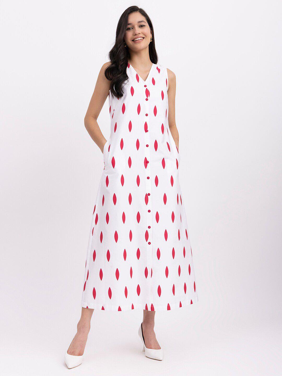 fablestreet geometric printed v-neck maxi shirt dress