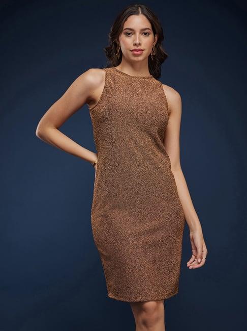 fablestreet gold relaxed fit bodycon dress