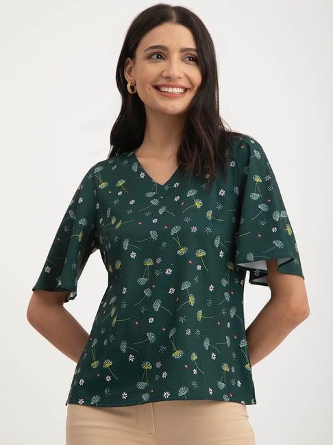 fablestreet green floral print top