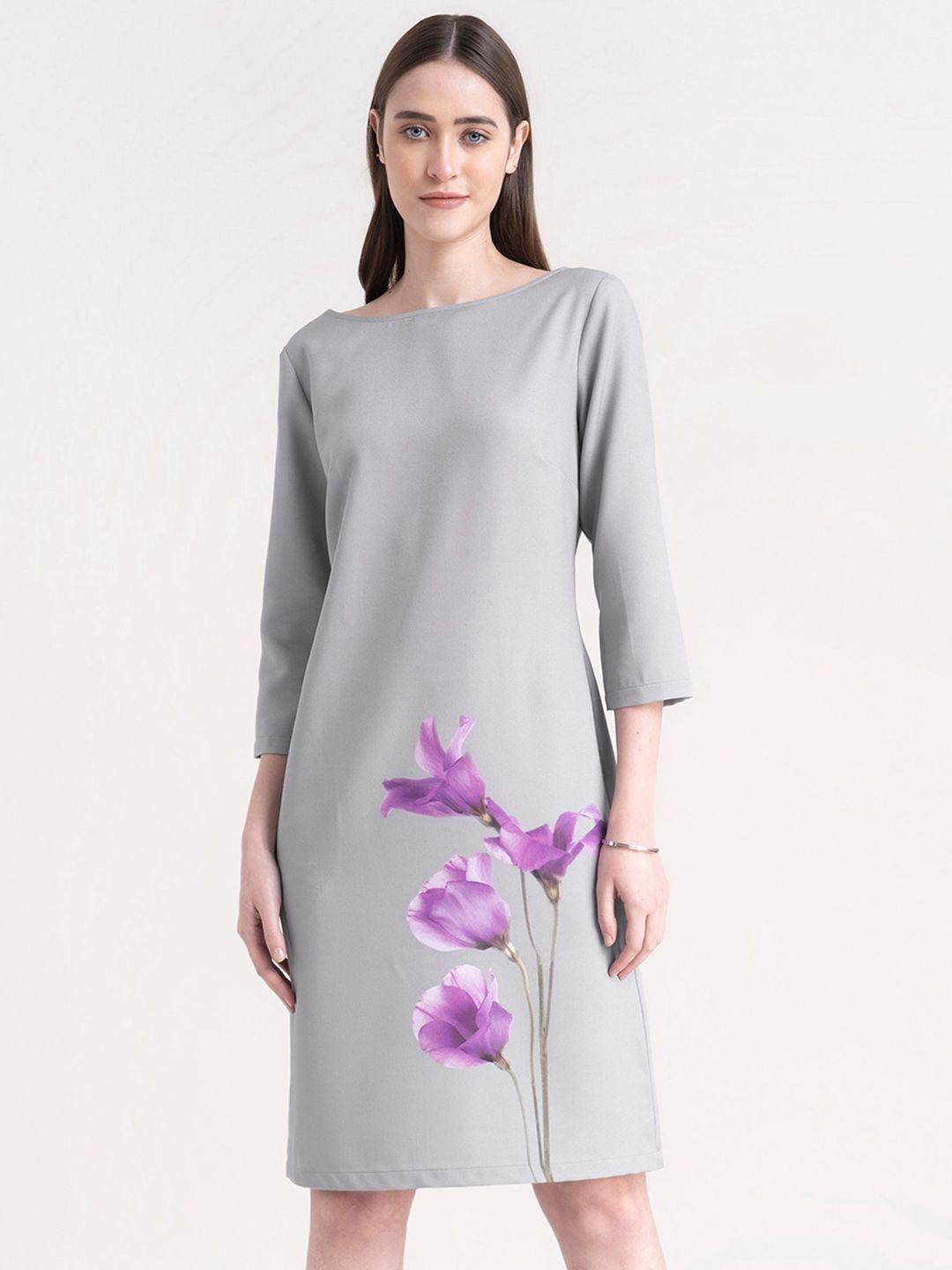 fablestreet grey floral formal sheath dress