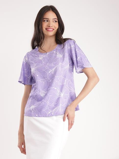 fablestreet lavender & white floral print t-shirt