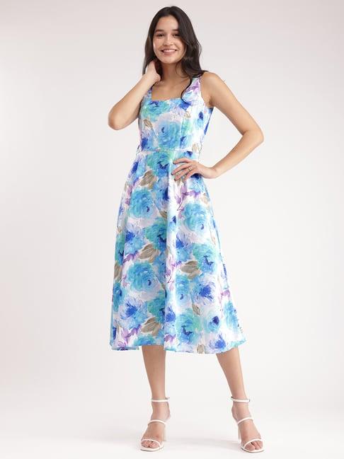 fablestreet multicolor floral print midi dress