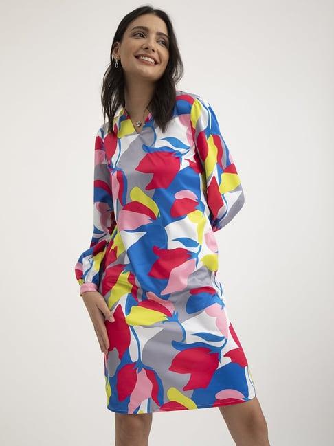 fablestreet multicolored printed a-line dress