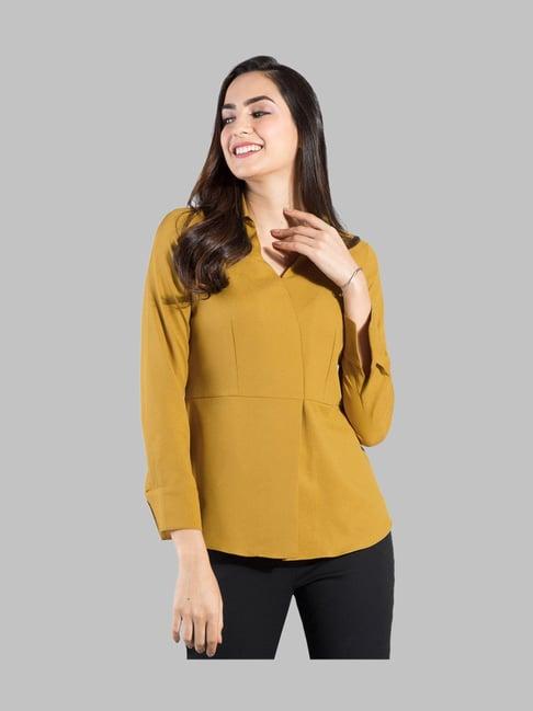 fablestreet mustard shirt collar top