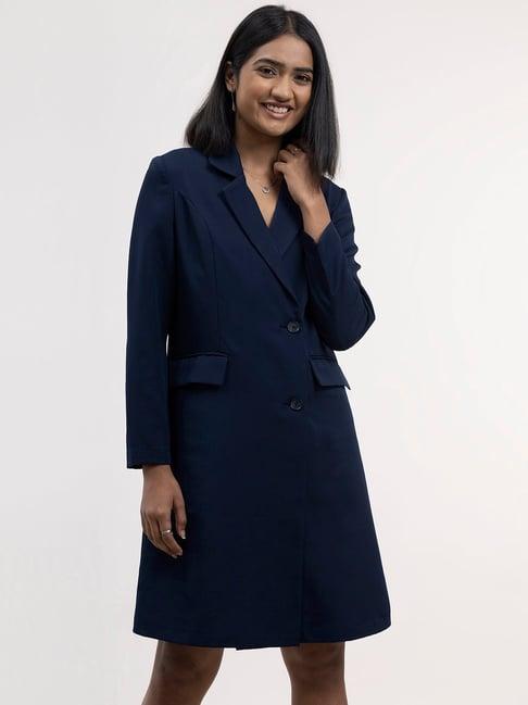 fablestreet navy above knee blazer a line dress