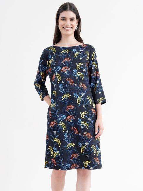 fablestreet navy floral print shift dress