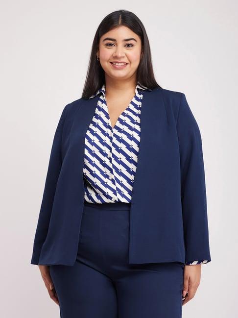 fablestreet navy regular fit blazer