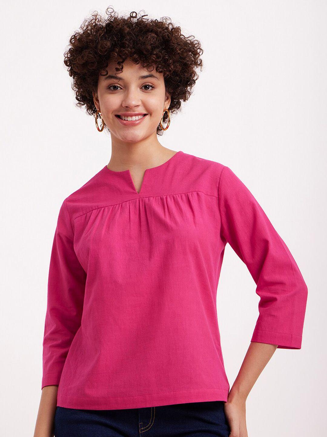 fablestreet notch neck linen regular top