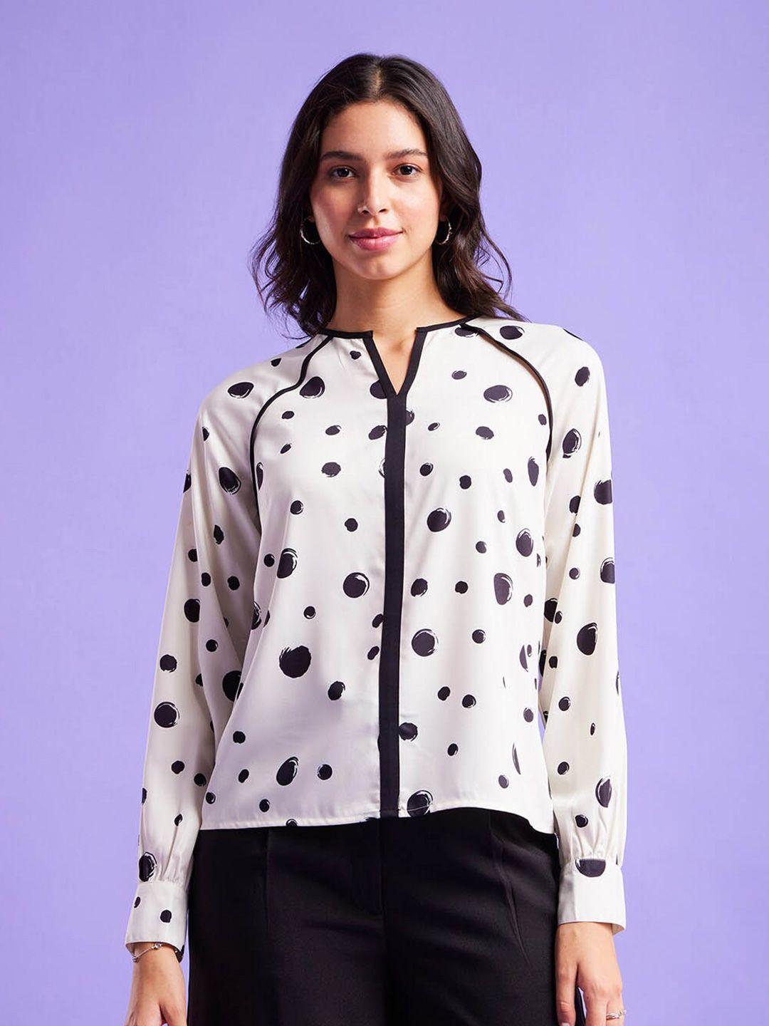 fablestreet off white polka dot print top