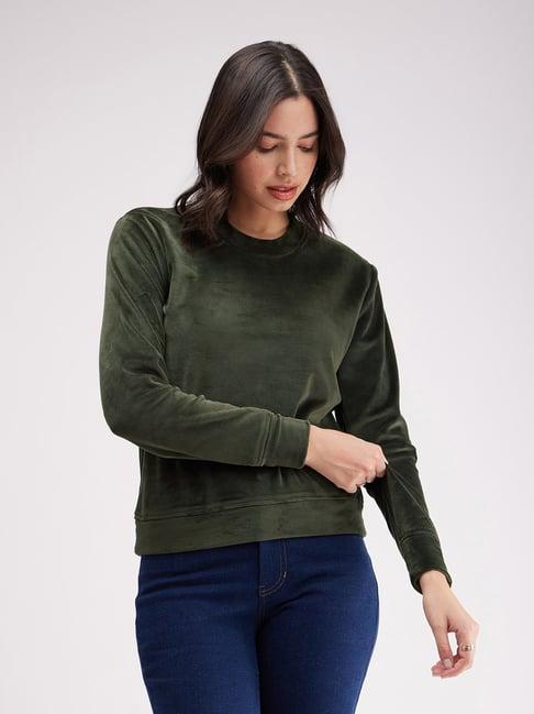 fablestreet olive cotton relaxed fit sweatshirt