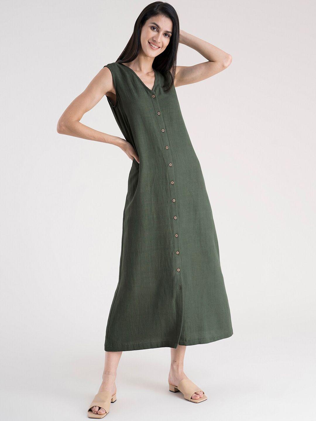 fablestreet olive green a-line maxi dress