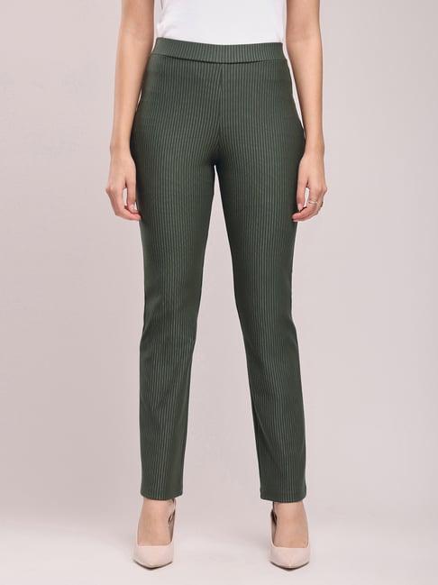 fablestreet olive green striped pants