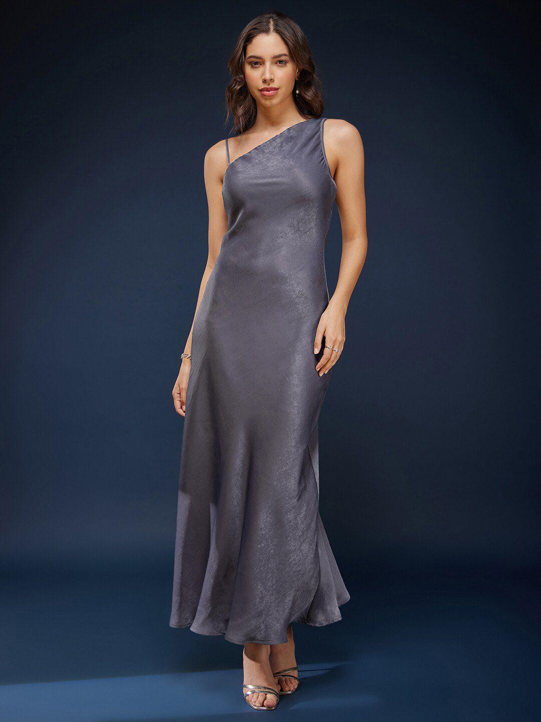 fablestreet one shoulder satin sleeveless maxi dress