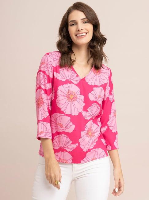 fablestreet pink floral print top