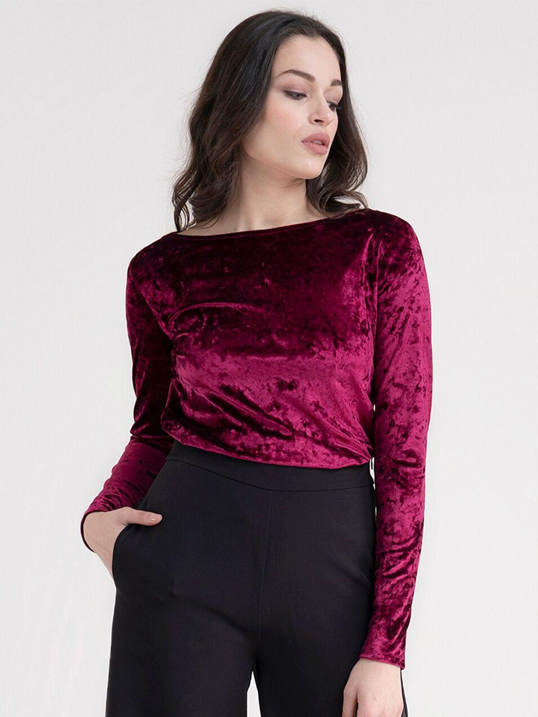 fablestreet pink velvet crop top