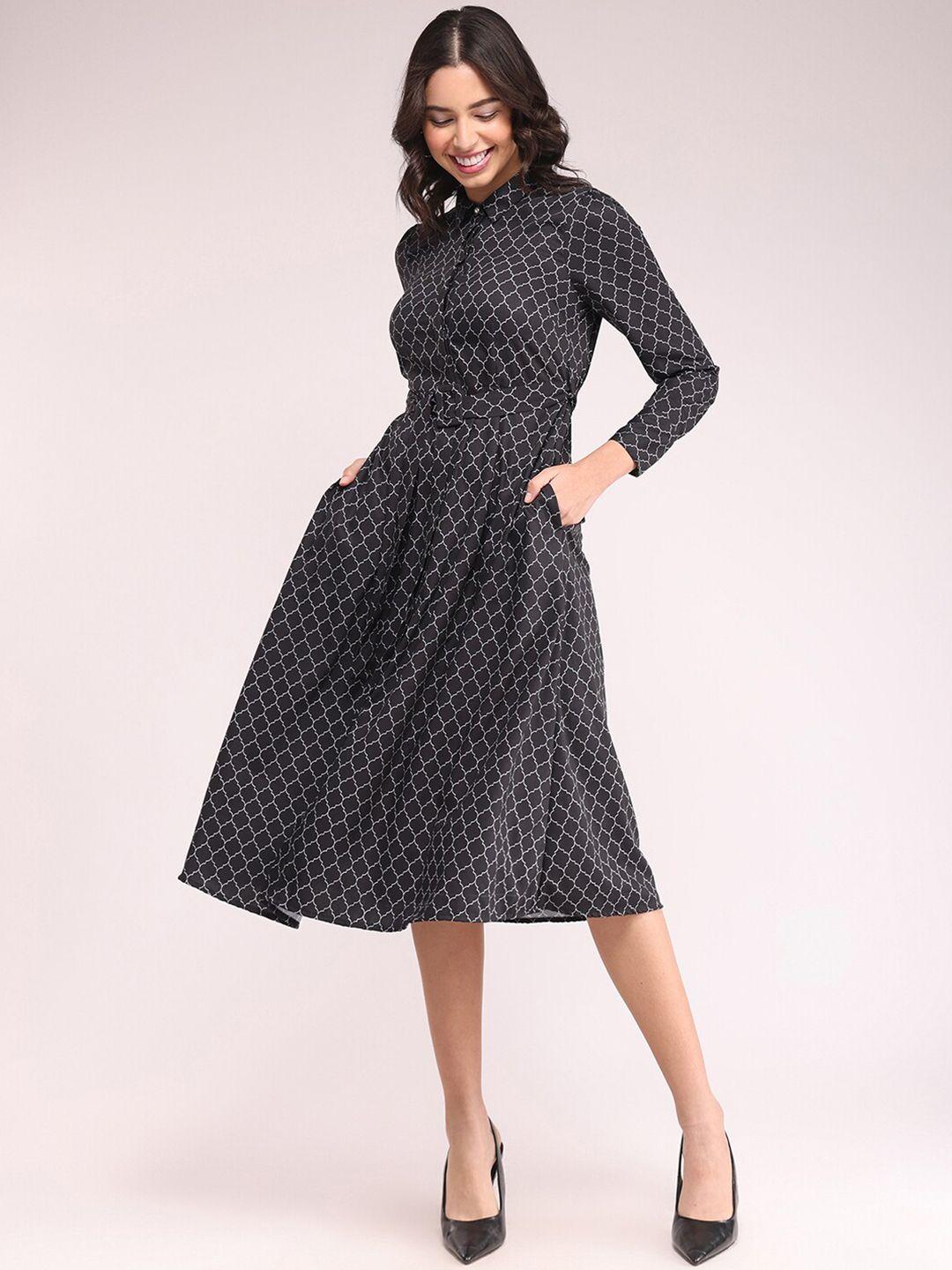fablestreet polka dot print shirt midi dress