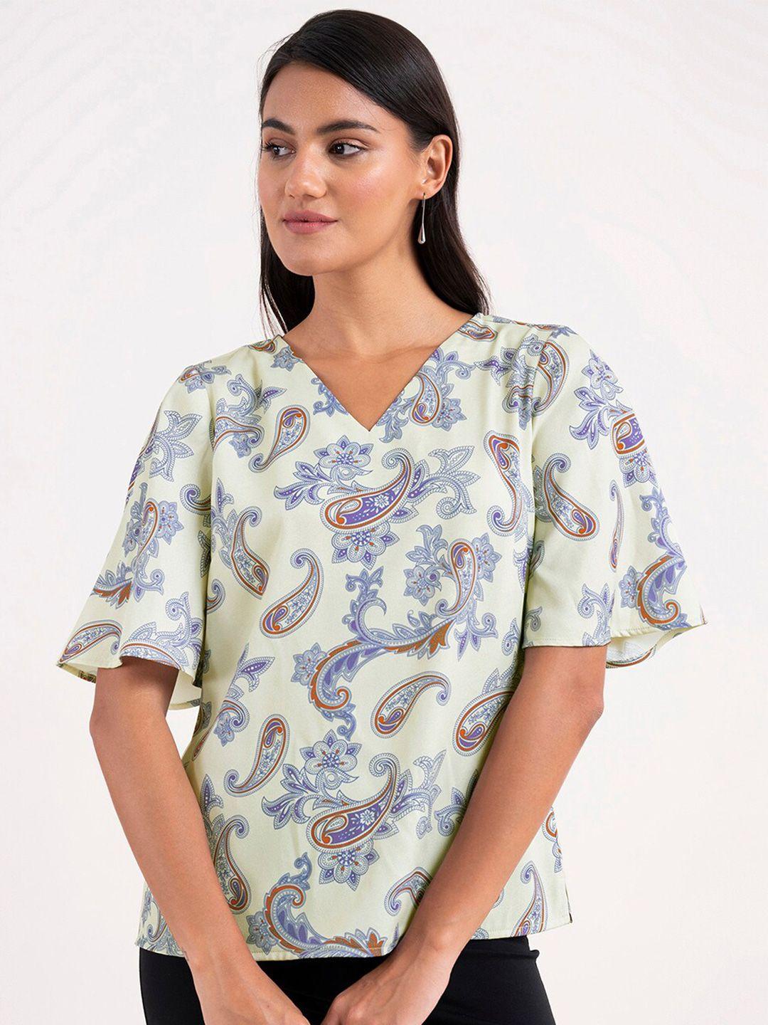 fablestreet print bell sleeve top