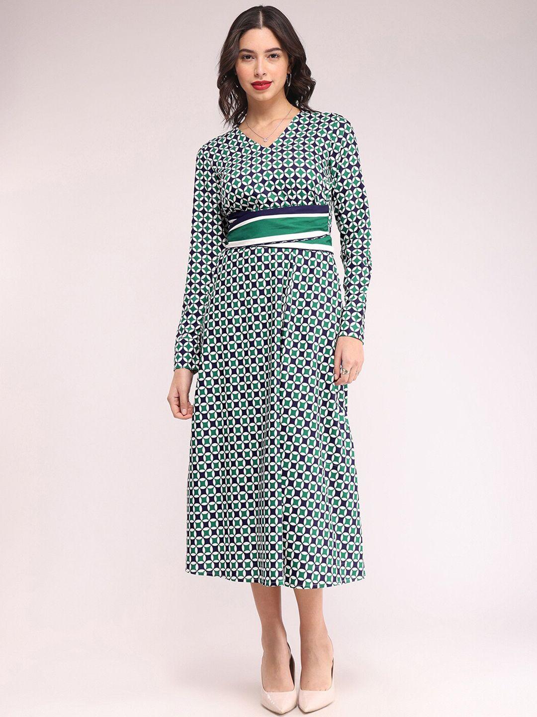 fablestreet print fit & flare midi dress