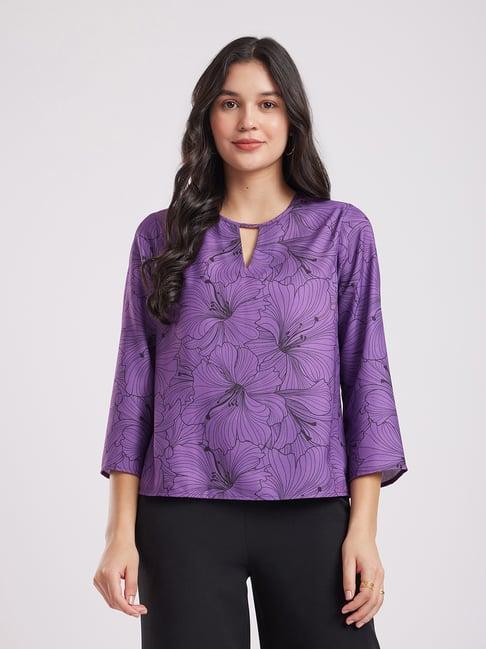 fablestreet purple floral print top