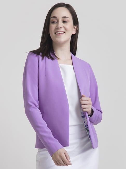 fablestreet purple plain blazer