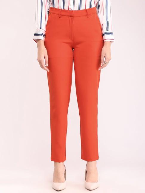 fablestreet red relaxed fit mid rise trousers