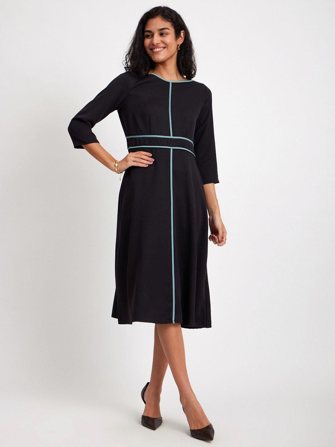 fablestreet round neck regular sleeves a-line dress