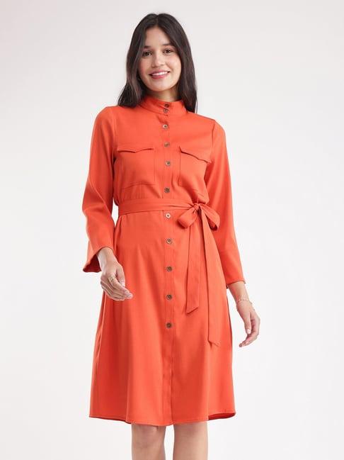 fablestreet rust relaxed fit shirt dress