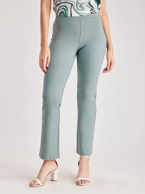 fablestreet sage green relaxed fit mid rise pants